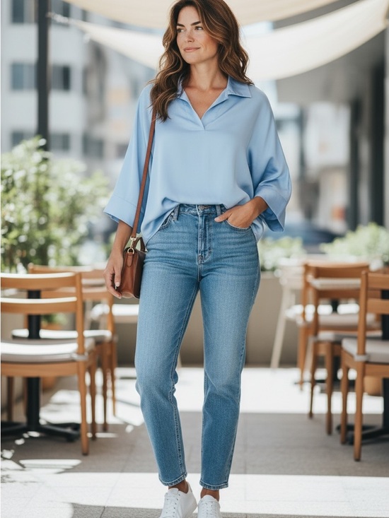 Isaac mizrahi Denim - Isaac Mizrahi light blue size 2 top relaxed oversized